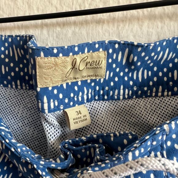 J. CREW Vintage Blue White Cargo Swim Trunks Shorts Swimsuit Mens 34 M-L - Picture 3 of 3